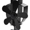 Heat Operated Stove Fan with 5 Blades Black