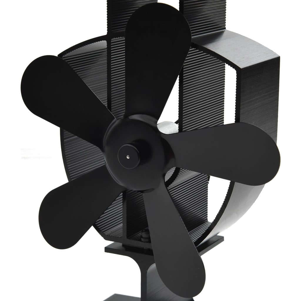 Heat Operated Stove Fan with 5 Blades Black