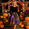 Womens Long Sleeve Round Neck Dress Halloween Print Casual Midi Dress with Waist Tie Elegant Fit and Flare Style Suitable for Seasonal Wear