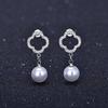 Qiaolanxuan Korean-Style Silver Four-Leaf Clover Pearl Earrings for Women, European and American Fashion
