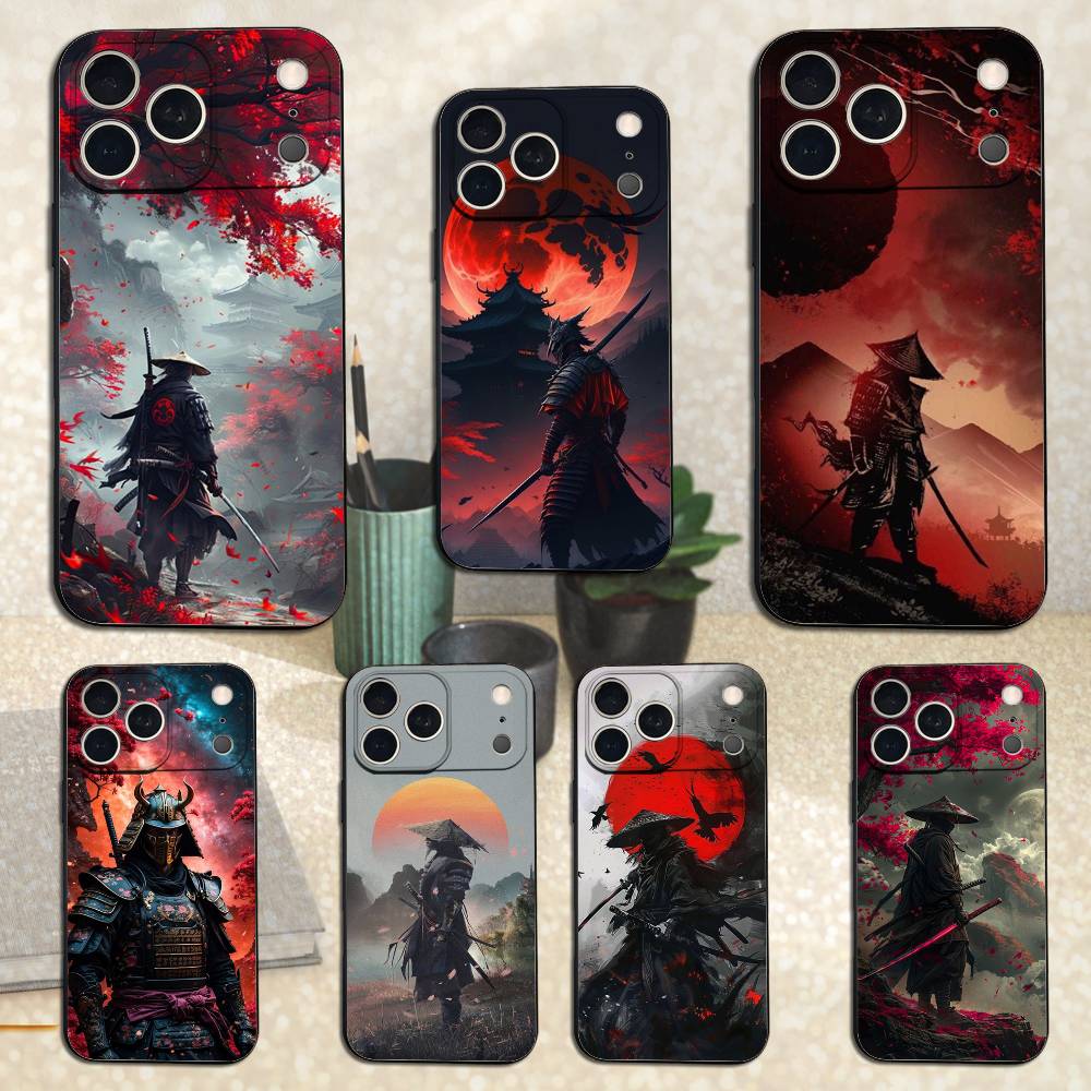 B-Bushido S-Samurai For iPhone 13,16,11,14,17,12,15,Plus,Pro Max,XS,X,XR,SE,Mini,8,7,Phone Case Soft Silicone Black