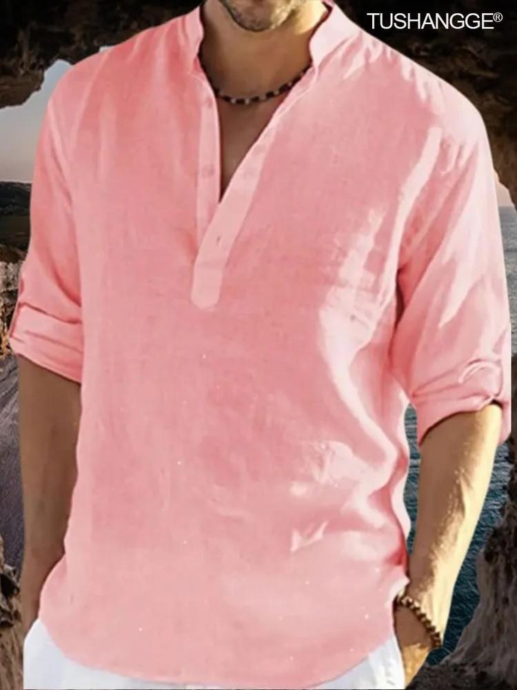 Men's Retro Cotton And Linen Shirt Casual Loose Shirt