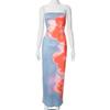 LYRIA Sexy Trägerloses Maxikleid mit Print-Schlauchoberteil für Damen, schulterfrei, rückenfrei, dehnbar, langes Sommer-Sonnenkleid, Strand-Y2K-Kleidung
