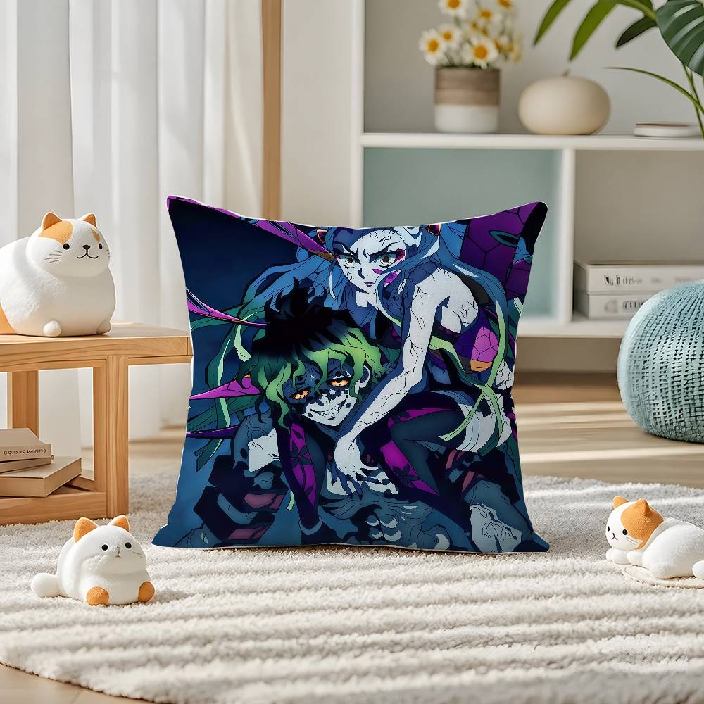 Demon Slayer Swordsmith Village Arc Anime Plush Pillow Cover Soft Short Plush Cushion Cover For Sofa Bedroom Home Decor Gift