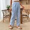 Women's Fashionable Striped High Waisted Pocket Home Versatile Casual Pants