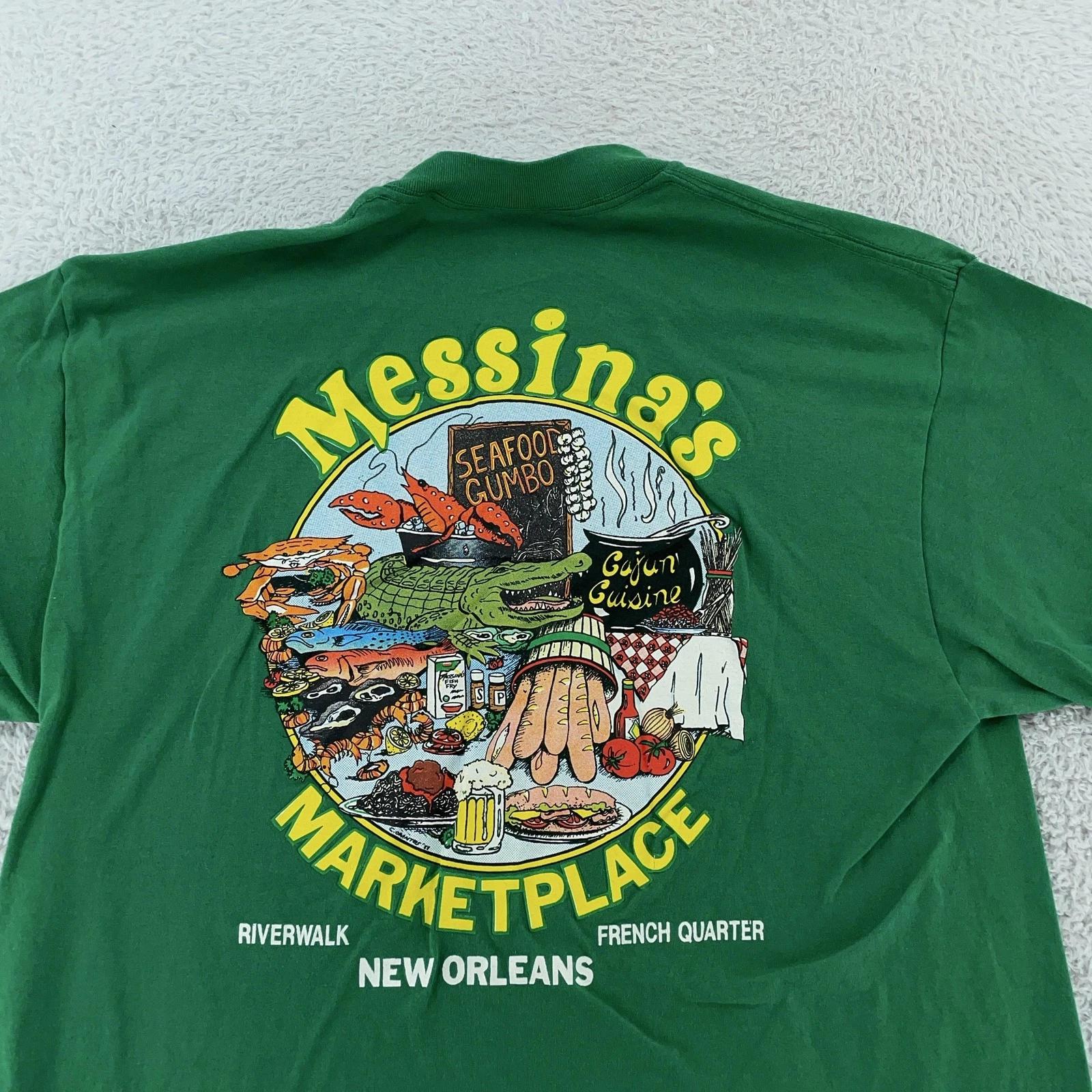 

Винтажная футболка Messina s Marketplace & Po-Boys Мужская M/L Новый Орлеан 90-е 2XL