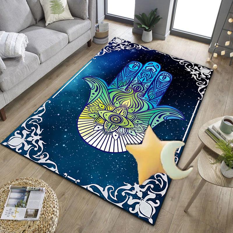 Colorful Hamsa Mandala Pattern Office Rug Chair Mat, Entryway Carpet, Suitable for Front Door, Bedroom, Living Room, Desk, Holiday Gift