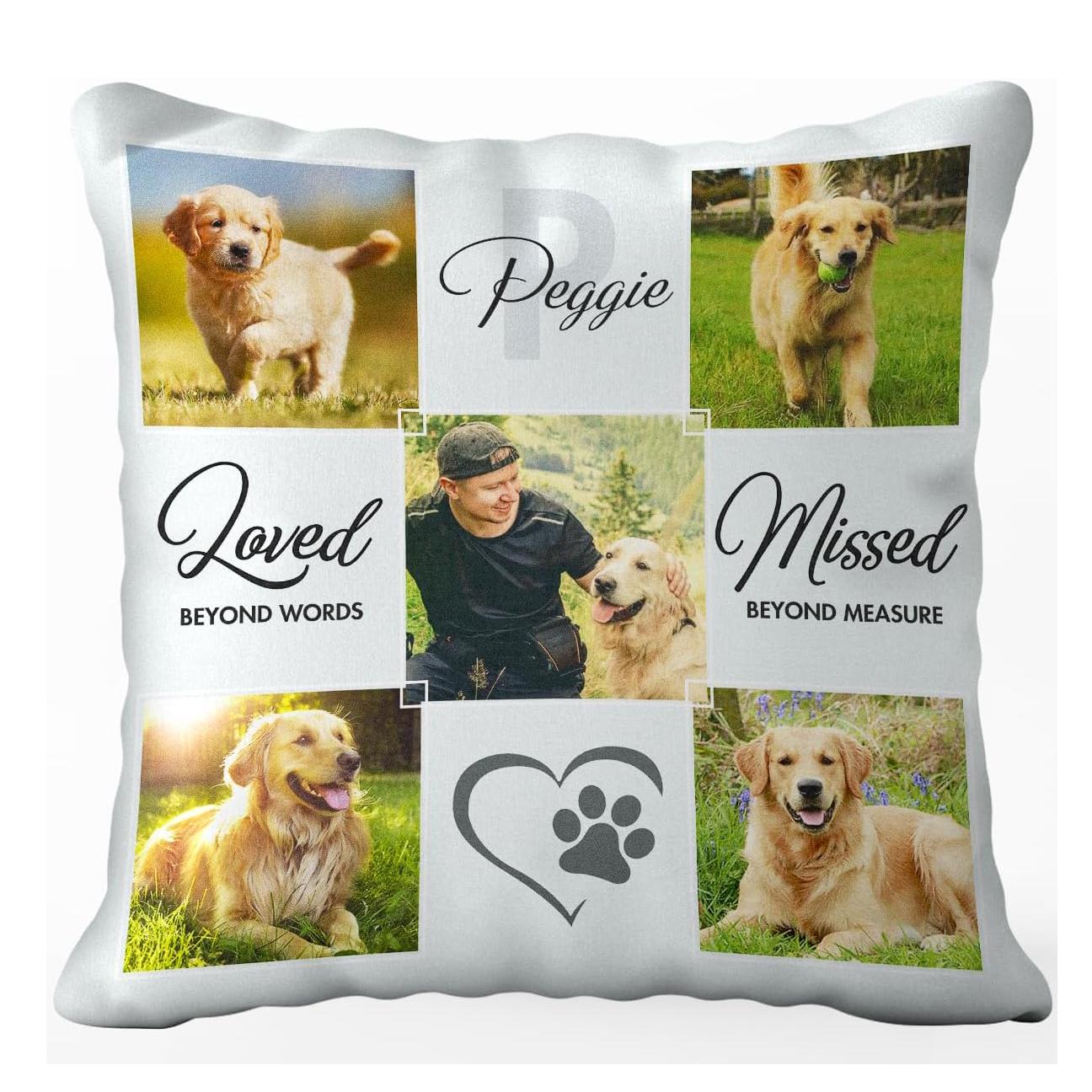

Personalized Pet Pillow Custom Dog Photo with Name Square Cushion Gift for Dog Owner Home Decor for Living Room Gift for Family 50X50cm
