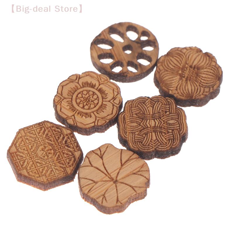 1/12 Dollhouse Retro Mini Tea Coasters, Wooden Cup Mat, Dollhouse Furniture Decoration, Kitchen Ornaments