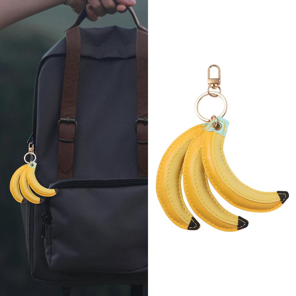 PU Banana Fruit Banana Keychain Cute Fashion Fruit Key Ring PU Leather Pendant Small Gift