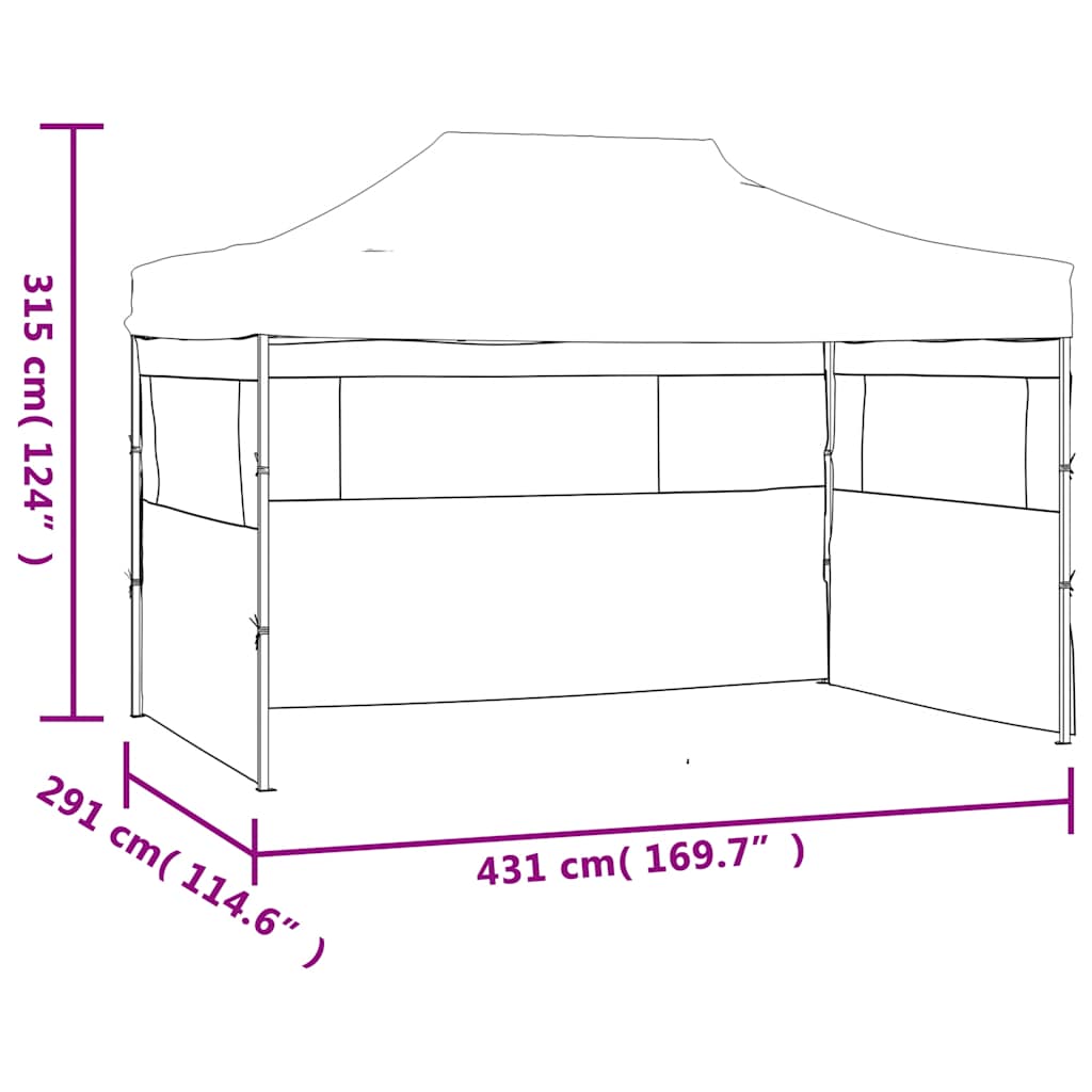 Folding Gazebo with 3 Side Walls 431 X 291 X 315 Cm Anthracite