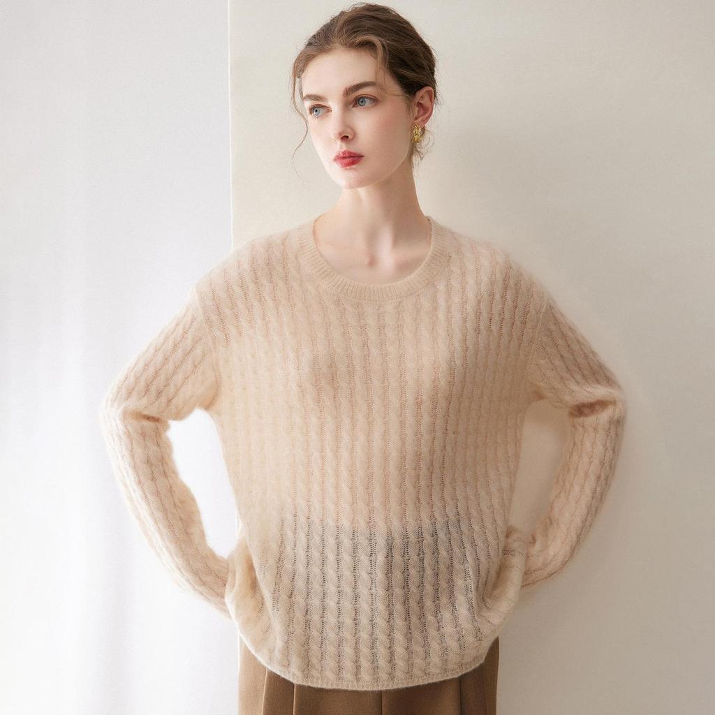 202 Happy Kasha Women's Silk Cashmere Round Neck Sweater