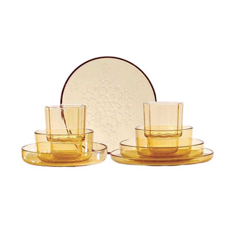 Guozi Amber Glass 8-Piece Tableware Set