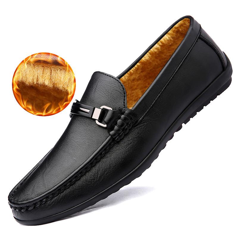 Men's Shoes New Large Size 46 One Pedal 45 Punching Hollow Leather Doudou Shoes Men's Soft Bottom Hole Casual Leather Shoes