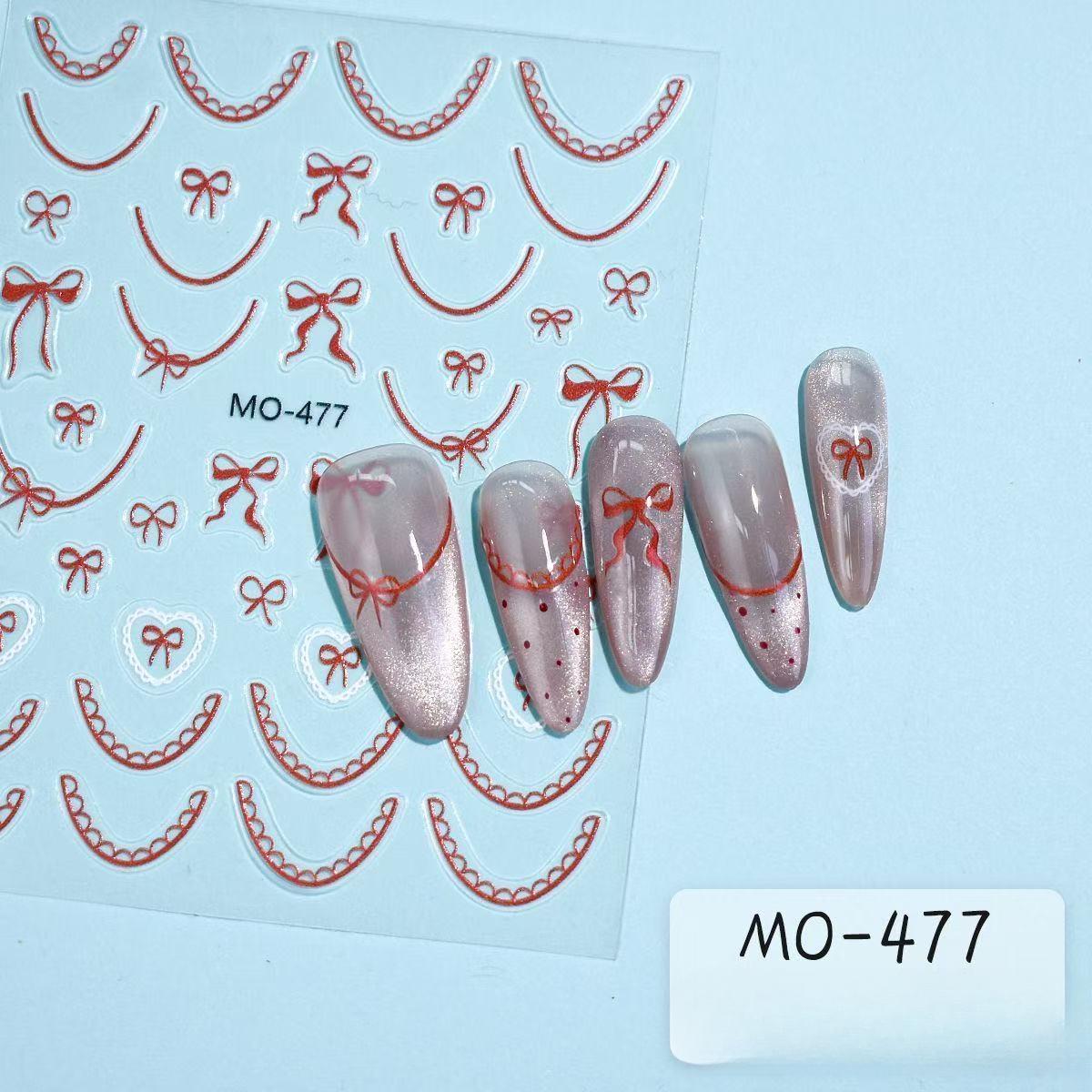 Новые французские кружевные наклейки для ногтей с бантиками Кружевные наклейки для ногтей Pure Desire Nail Art T288-Lace French Edge - Red