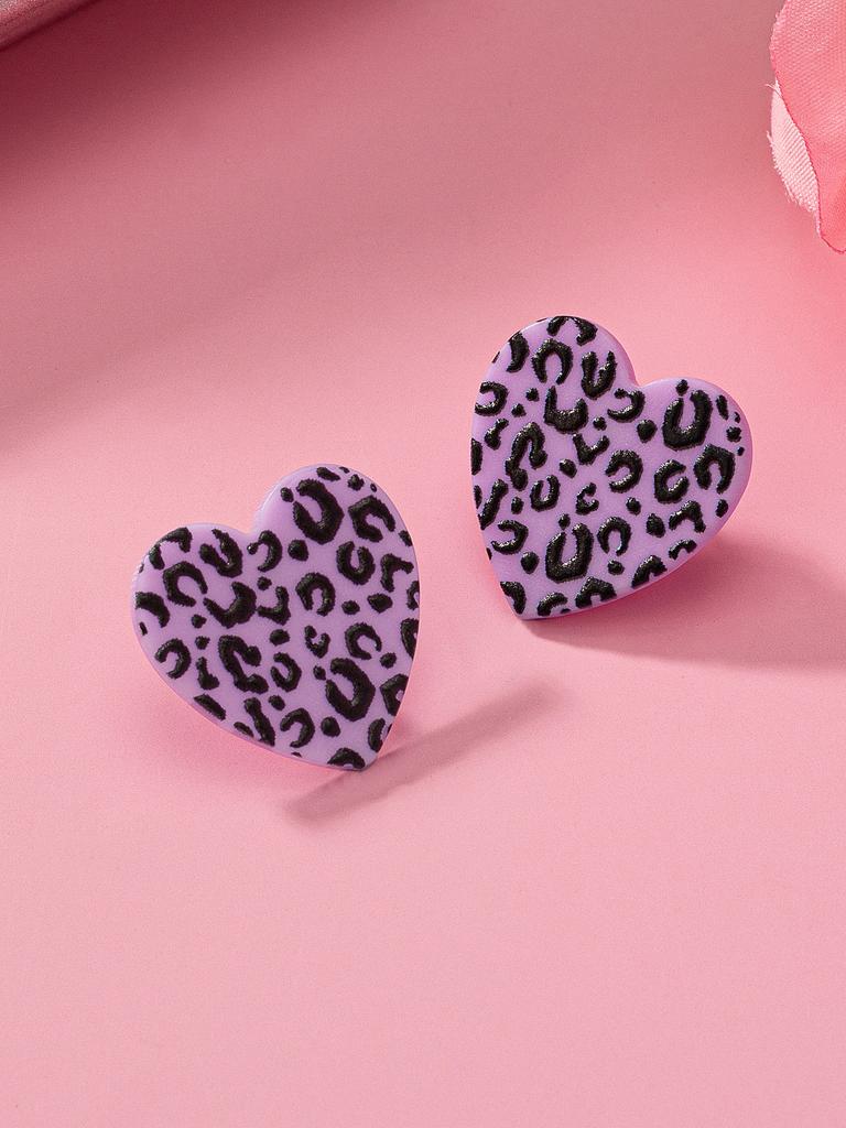 Leopard print love stud earrings, exquisite fashion and small, daily versatile photo atmosphere to celebrate the festival