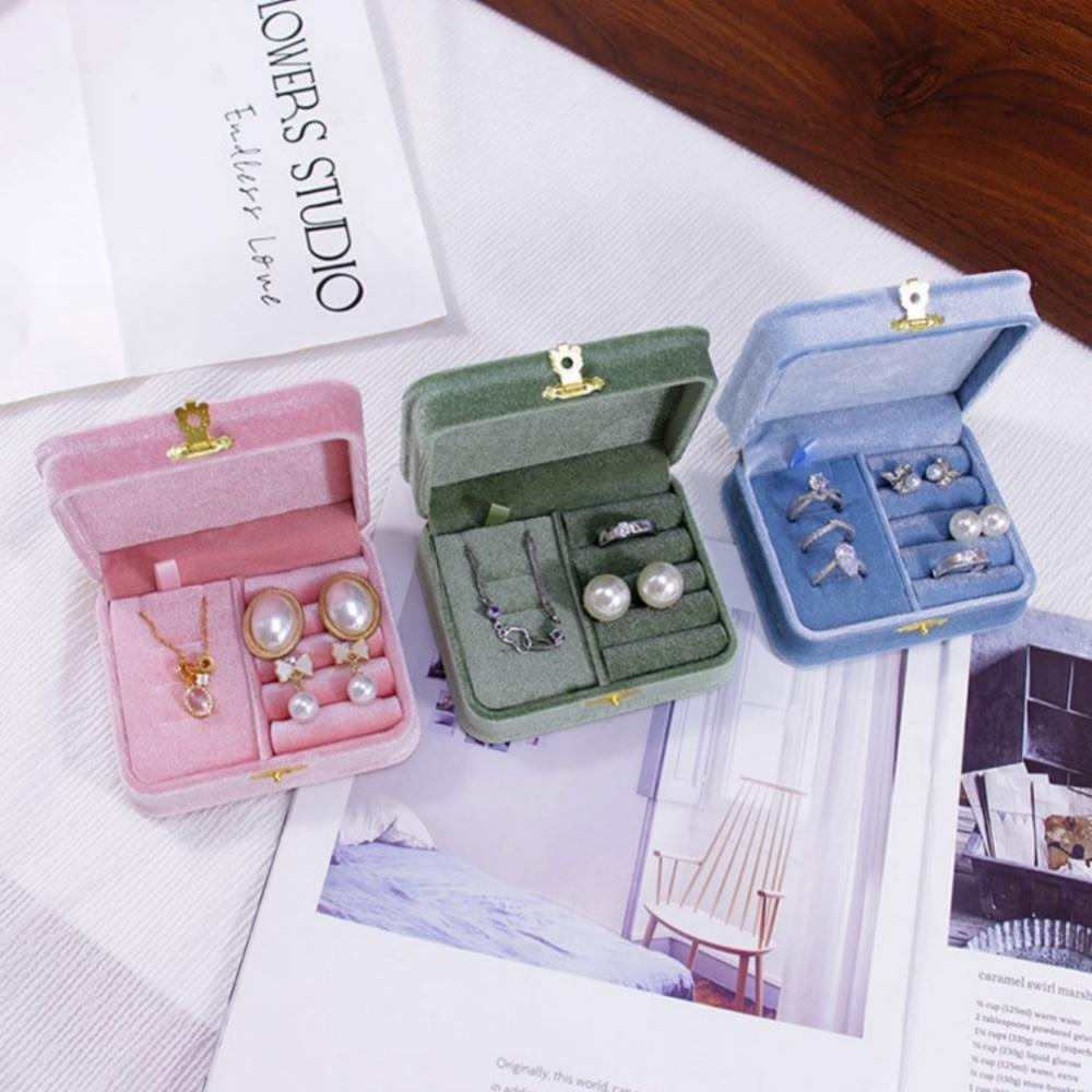 Necklace Storage Box Scratch Resistant Velvet Jewelry Box Flocking Storage Case Ring Earrings Holder For Jewelry Travel