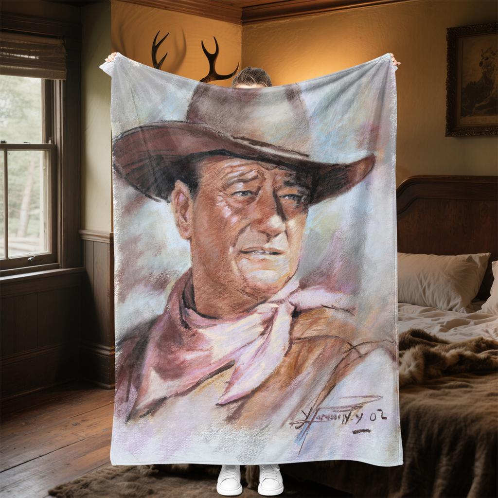 1pc John Wayne's Art Painting Blanket, Al Season Lightweigh Poster Blanket Home Office Outdoor Nap Multifunc Poster Blanketional Blanket
