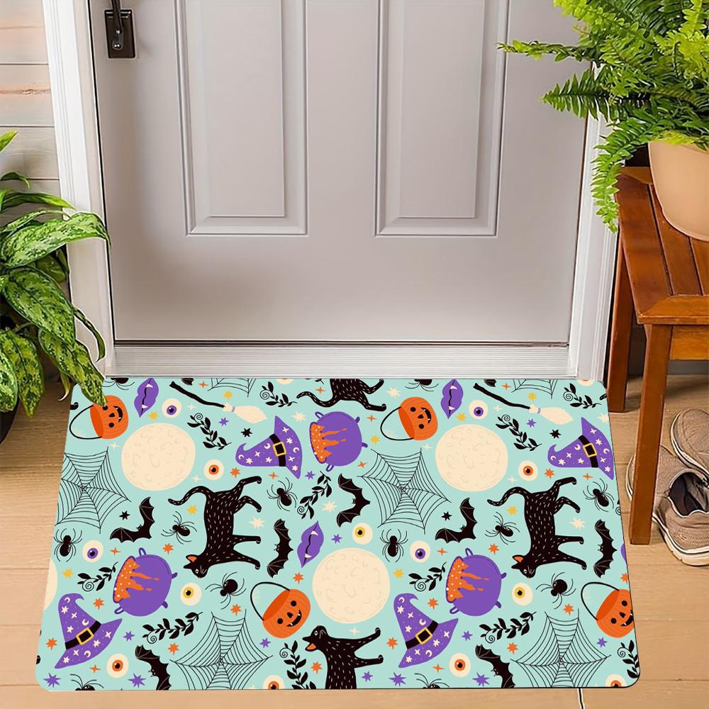 Halloween Candy Corn Door Mat Witch Hat Ghost Carpet Non-Slip Entrance Rug Home Decoration Bat Pumpkin Floor Mat Welcome Mat