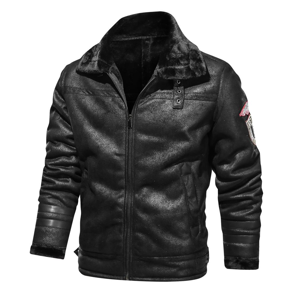 Men's Fur One-piece Jacket, Warm and Thick, Plus Size Casual Motorcycle Retro Jacket