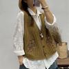 Vintage Embroidery Knitted Vests Sleeveless Cardigan Buttons Pockets Spring Autumn Coats Waistcoat Design Trend Vests