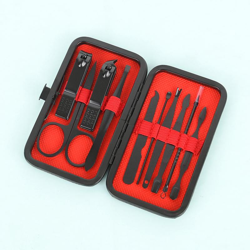 24-Piece Black & Red Manicure Set: Complete Nail Clipper and Beauty Tools Kit