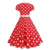 Vintage 1950s Polka Dot Dress for Women, Short Sleeve Retro Swing Dress with Belt, Classic A-Line Tea Party Dress