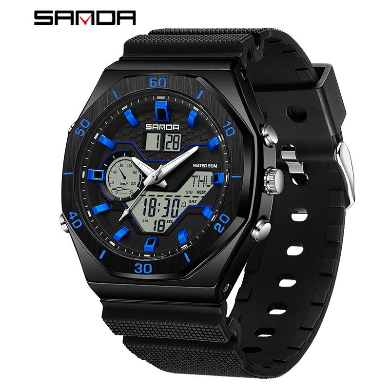 SANDA Multifunctional Sports Watch - Large Dial, Luminous, Waterproof Design for Students.