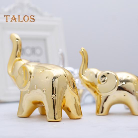 1 Paar Elefantenstatue Heimdeko Keramik Elefantenfiguren Schreibtisch Elefantenskulptur für Büro Bücherregal Wohnzimmer