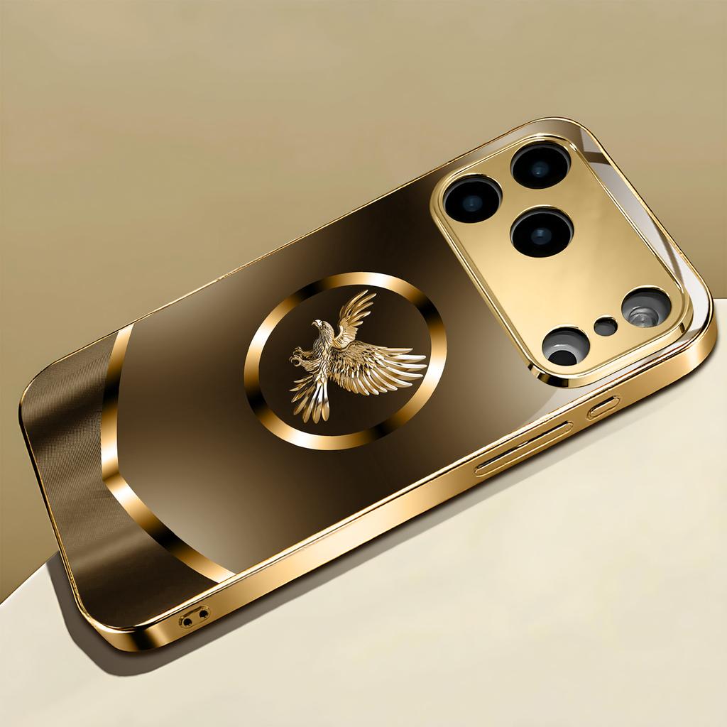 Creativity Business Eagle Luxurious High-end Phone Case Electroplated Glass PhoneCase for iPhone 17161514131211pm Pro Plus