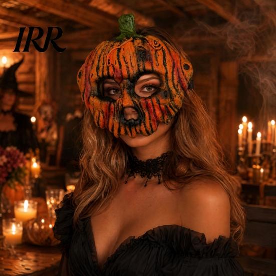 Dreidimensionale Texturmaske Halloween Kürbis für Erwachsene, Gruselig-Schauriger Kopf Retro Used Full Face Maskerade Requisite, Cosplay Kostüm