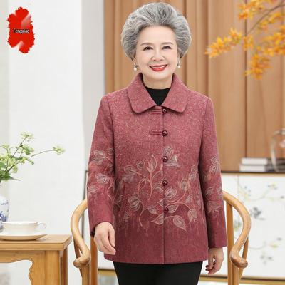 Elderly Women's Floral Thin Spring Jacket