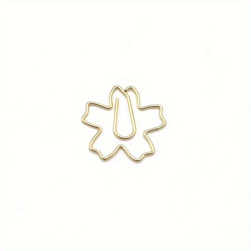 25Pcs Plated Paper Clips Sakura Paper Needle Bookmark Metal Memo Clip Stationery Cherry Blossoms Box Clips.