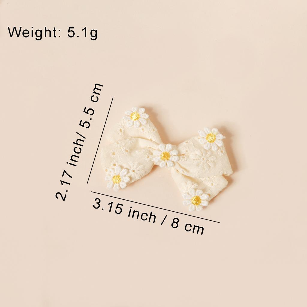 DIY Summer Sweet Solid Color Women's Hair Clips Pairs Daisy Bow Baby Hair Accessories Made Fresh Cotton Fabric Comfortable