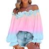 Neue Frühlingskleidung - Stilvolle einärmelige Farbverlauf-Spitzen-Off-Shoulder-Bluse für Damen