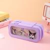 Kuromi Hello Kitty Melody Cinnamoroll Transparente doppelwandige Federtasche für Kinder und Schüler