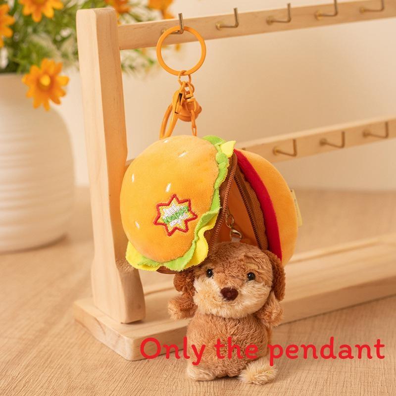 Burger Sausage Cute Dog Hamburger Nest Plush Toy Pendant Keychain Children For