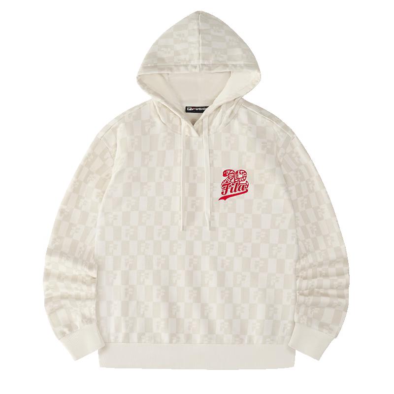 FILA FUSION Women s Hooded Plaid Knit Sweatshirt S