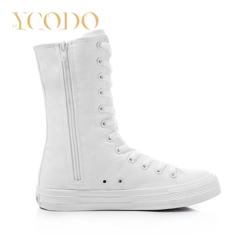 2023 Damen-Segeltuchstiefel für Frühling/Herbst, modische Segeltuchschuhe mit Pailletten für Schülerinnen und innerem Reißverschluss