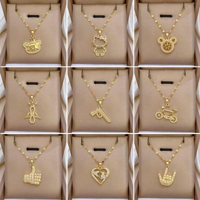 New Diamond-Encrusted Four-Leaf Flower Necklace Femininity Girl High-End Double-Sided Shell Collarbone Chain Explosion