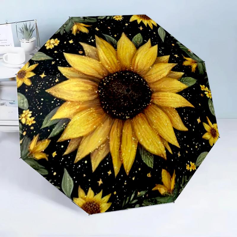 Sunflower Kaleidoscope Pattern 8-Frame for Travel, Camping, Casual Lightweight Portable Umbrella, Essential for Every Family Holidays Birthday Gift