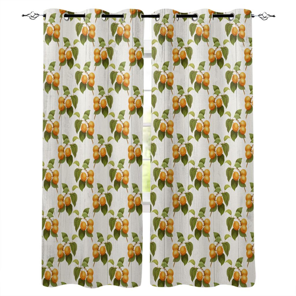 Yellow Fallen Leaves And Fruits Home Decor Window Curtains Bedroom Kitchen Curtain Panel Curtains for Living Room