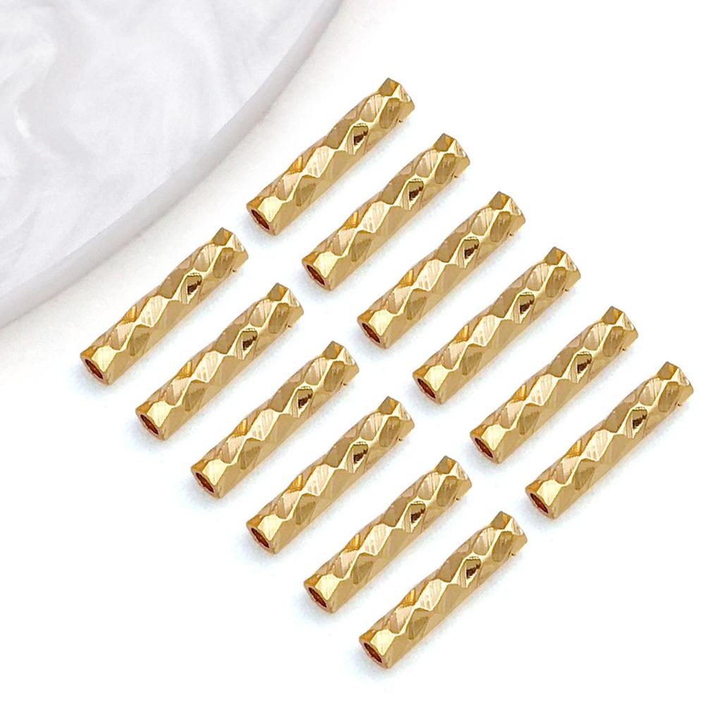 18K Gold-Plated Faceted Starry Tube Beads for DIY Jewelry Making