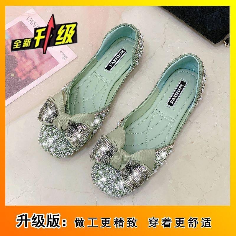 Fairy pregnant woman princess shoes versatile pearl one-pedal Doudou shoes 2025 autumn new grandma flat shoes