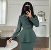 2025 cross-border European and American autumn new lapel temperament commuter top waist hip wrap one step skirt women's clothing