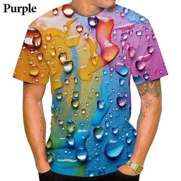 

Футболка з коротким рукавом з 3D-принтом у вигляді крапель води, персоналізовані веселі та барвисті хіп-хоп вуличні футболки XXXL армія зелений колір