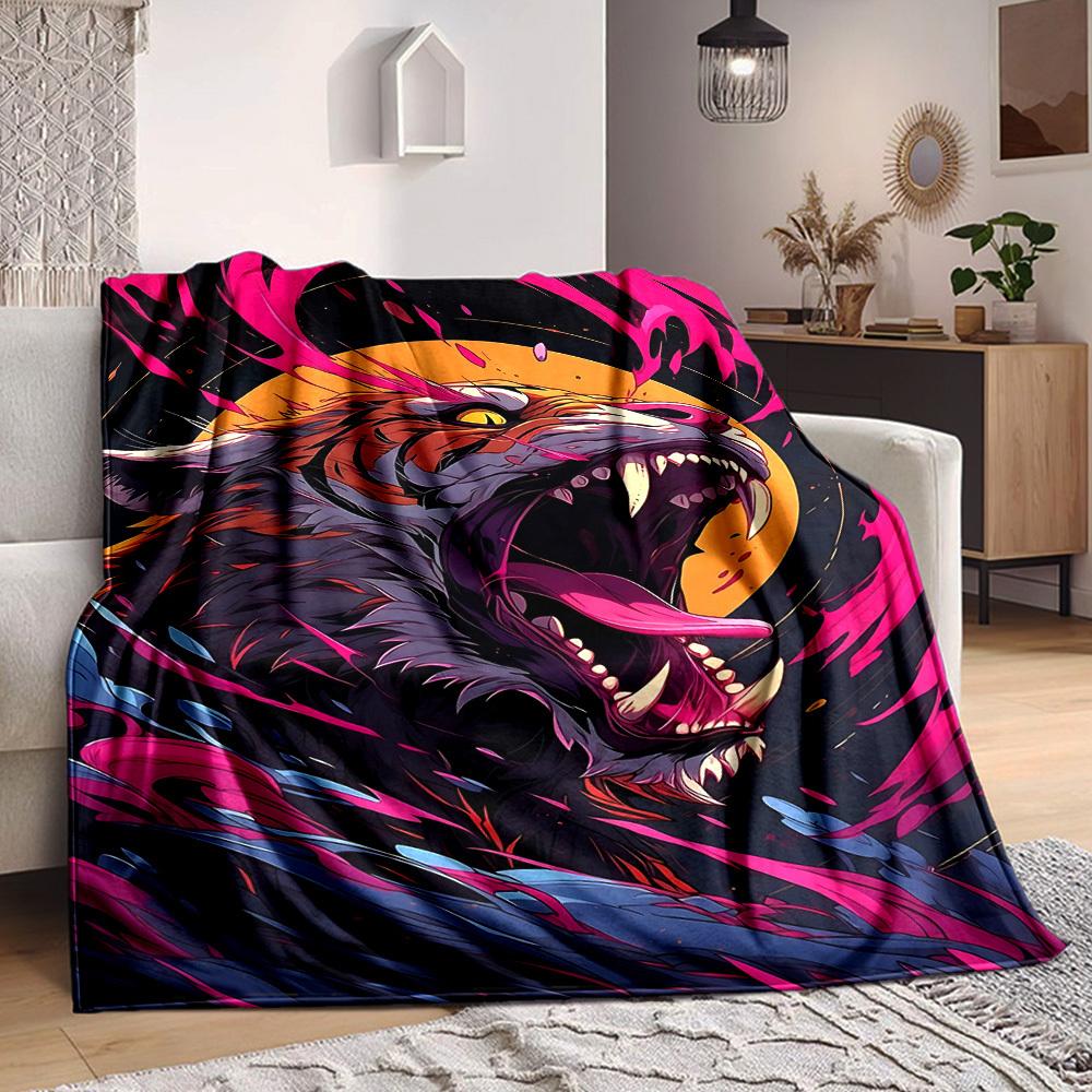 

1pc Tiger Roar Blanket - Perfect Gift for Birthdays, Christmas & Halloween- Soft, Warm & Versatile yy250909083 75x90cm