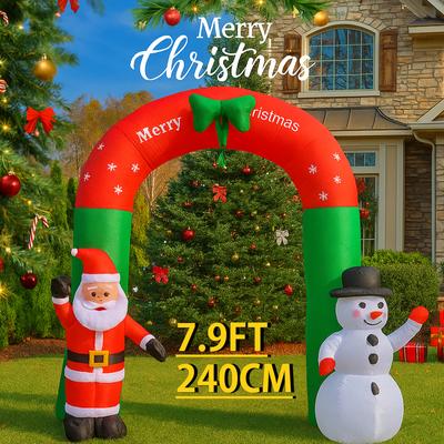 7.87FT Inflatable Arch Santa Claus Snowma Toy Xmas Yard Lawn Party Decor With LED Lights Christmas Home Supplies Ornaments Gifts