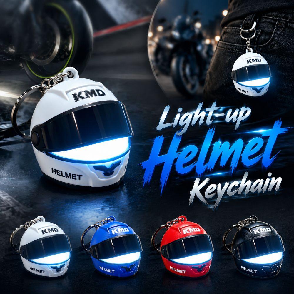 Realistic Light-up Helmet Keychain Cool Helmet Bag Charm  Key/Backpack Decor