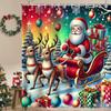 Christmas Festival Decorations Santa Claus Pattern Bathroom Shower Curtain With 12  Hooks Home Bathroom Decor And Accessories